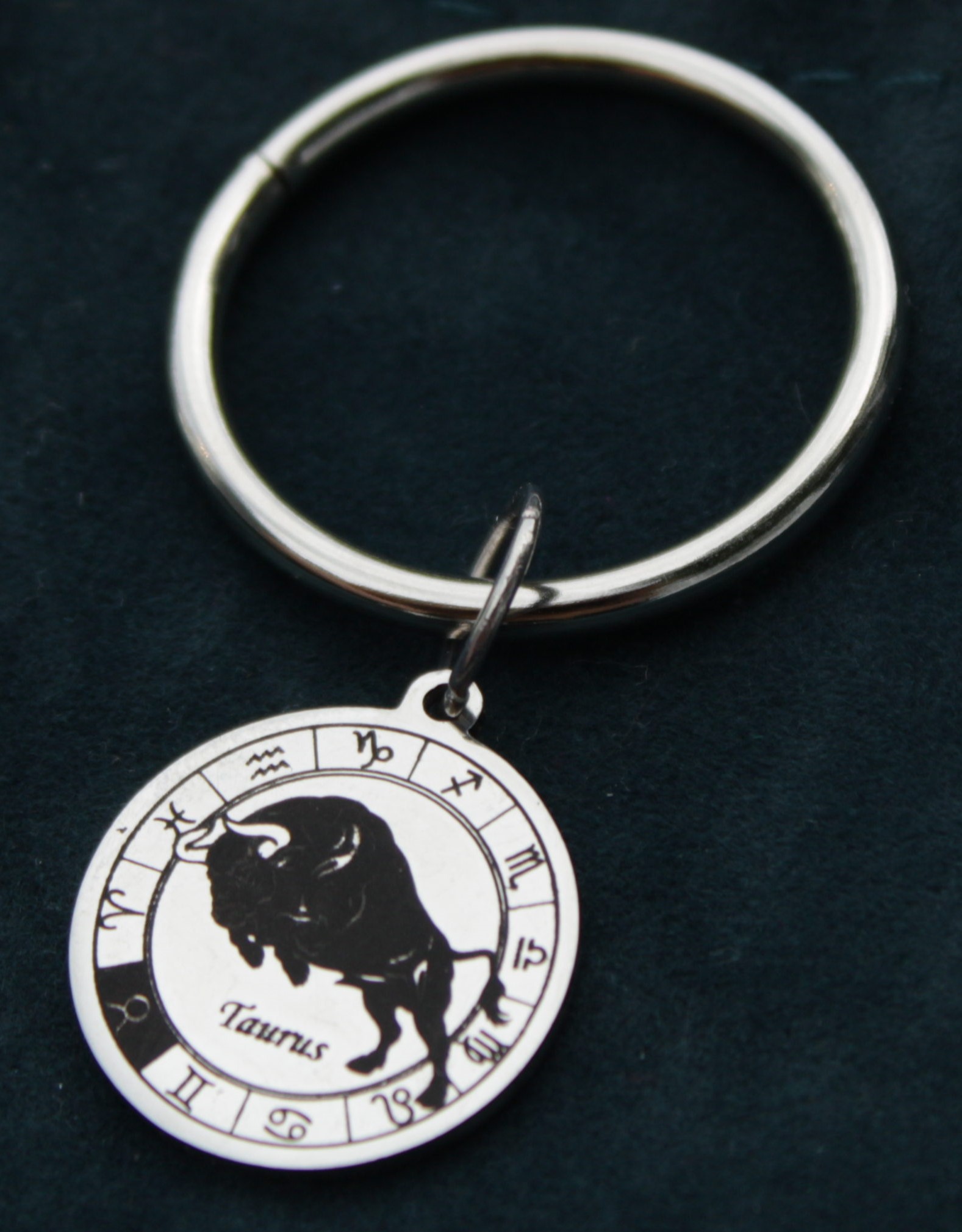 Silver Taurus Charm Keychain