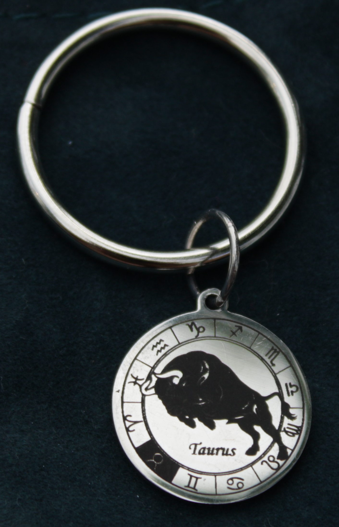 Silver Taurus Charm Keychain